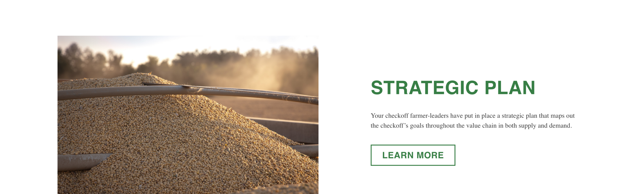 unitedsoybean.orgStrategicPlansection:harvestedsoybeansinagraincartwithcopyoncheckofffarmer-leadersmappingvalueacrossthesoysupplychain.