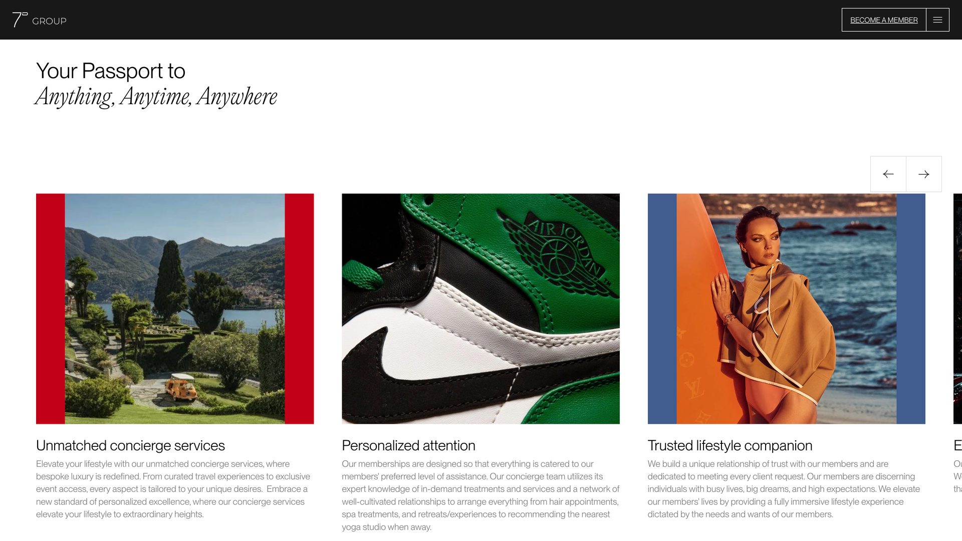 7D Group Website website, desktop view 1