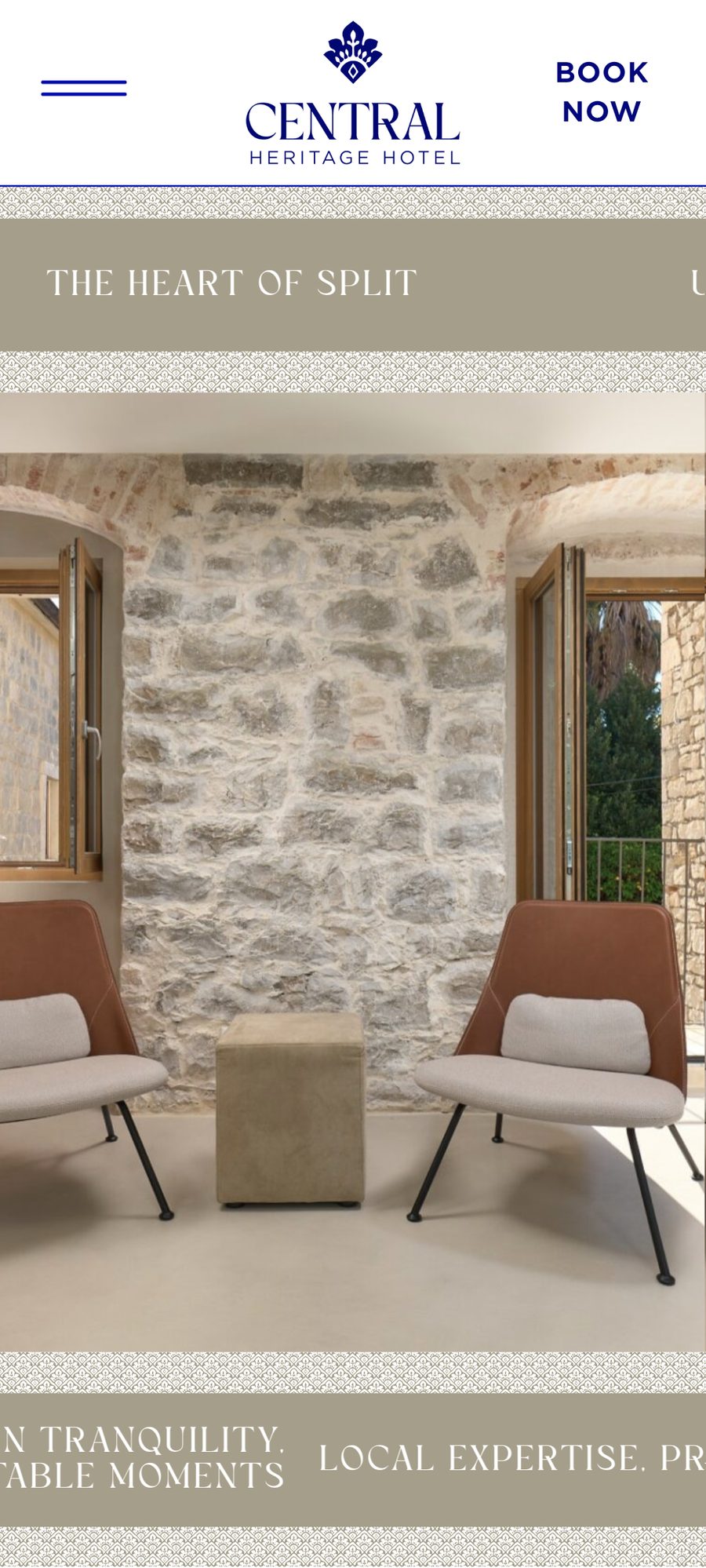 Central Heritage Hotel website, mobile view 6