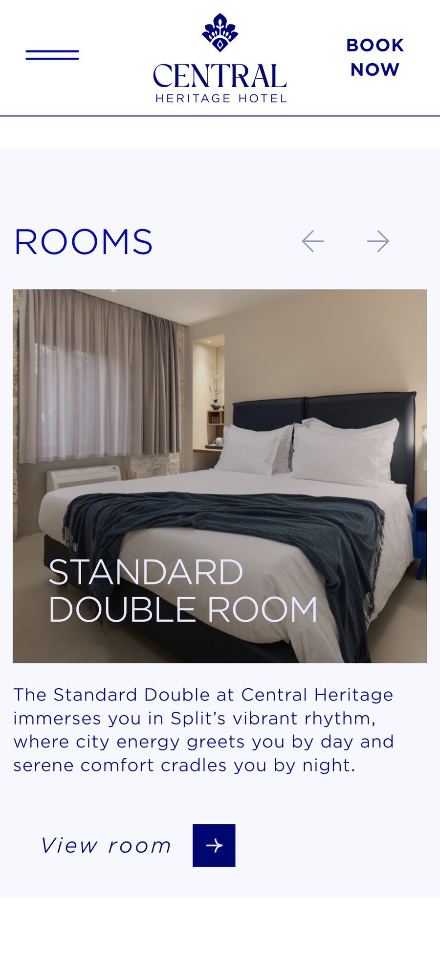 Central Heritage Hotel website, mobile view 10