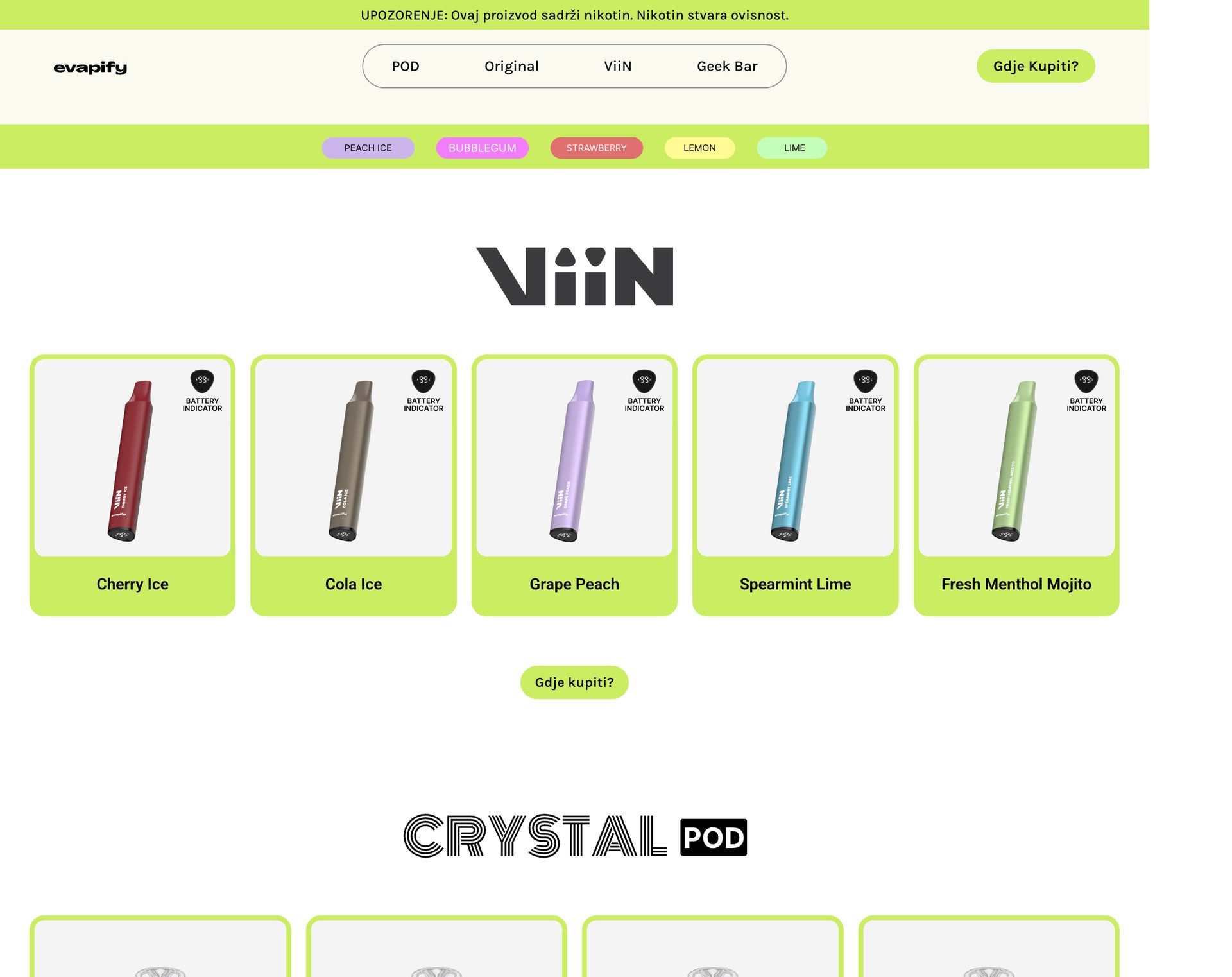 Evapify website, desktop view 2
