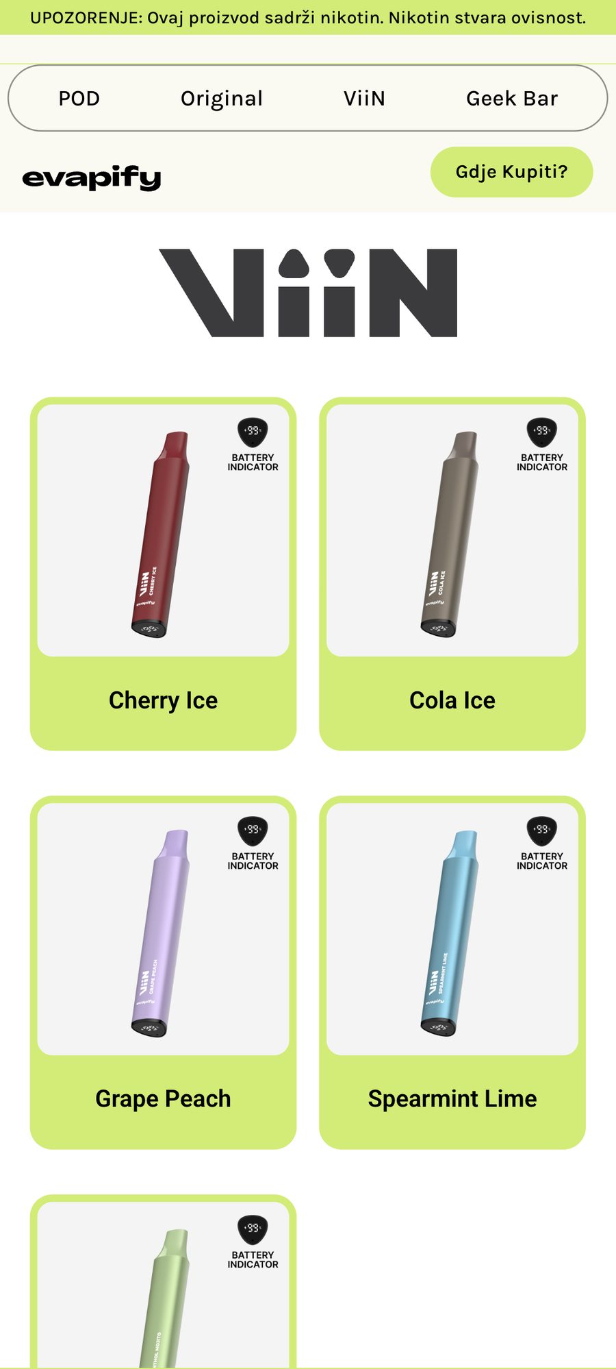 Evapify website, mobile view 4