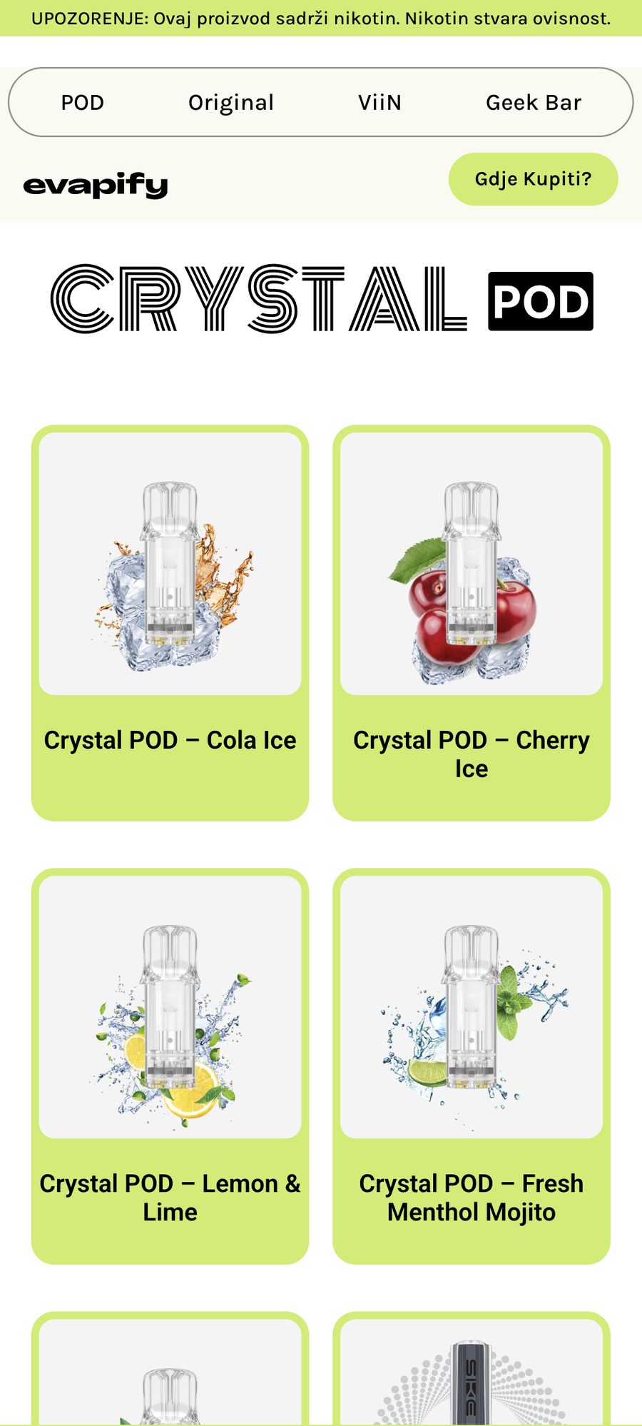 Evapify website, mobile view 6