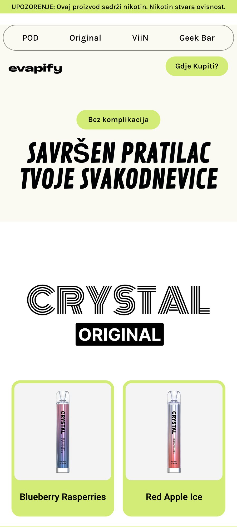 Evapify website, mobile view 7