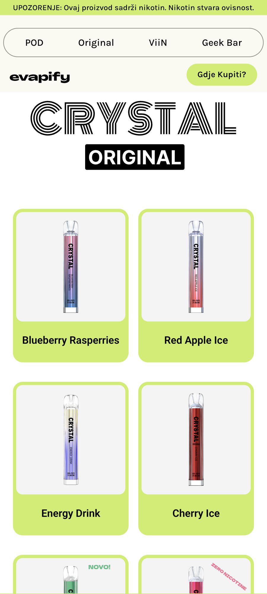 Evapify website, mobile view 9
