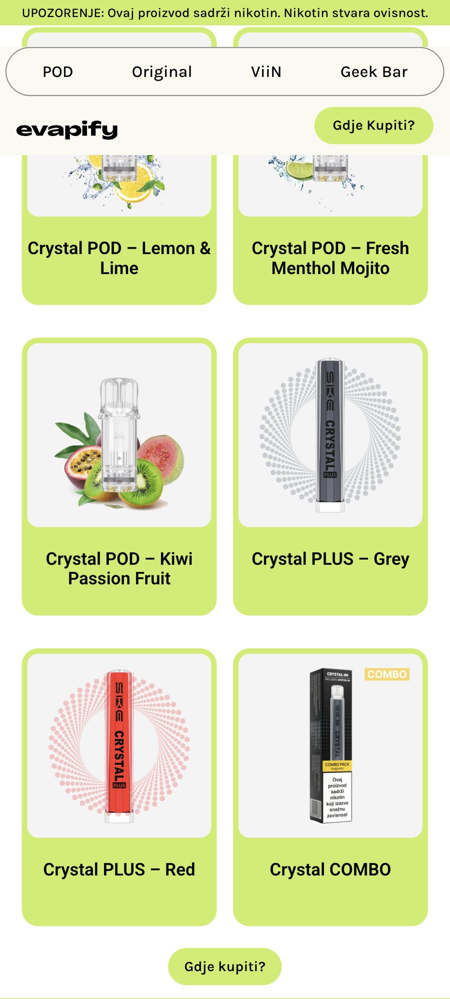 Evapify website, mobile view 10