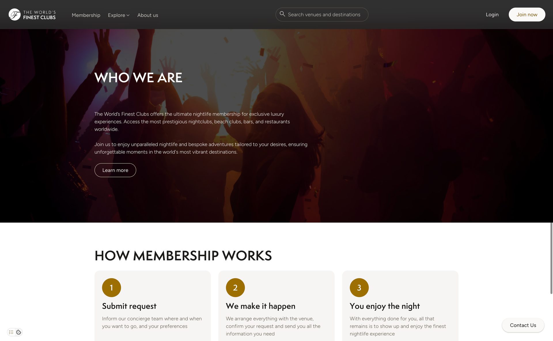 FinestClubs website, desktop view 5