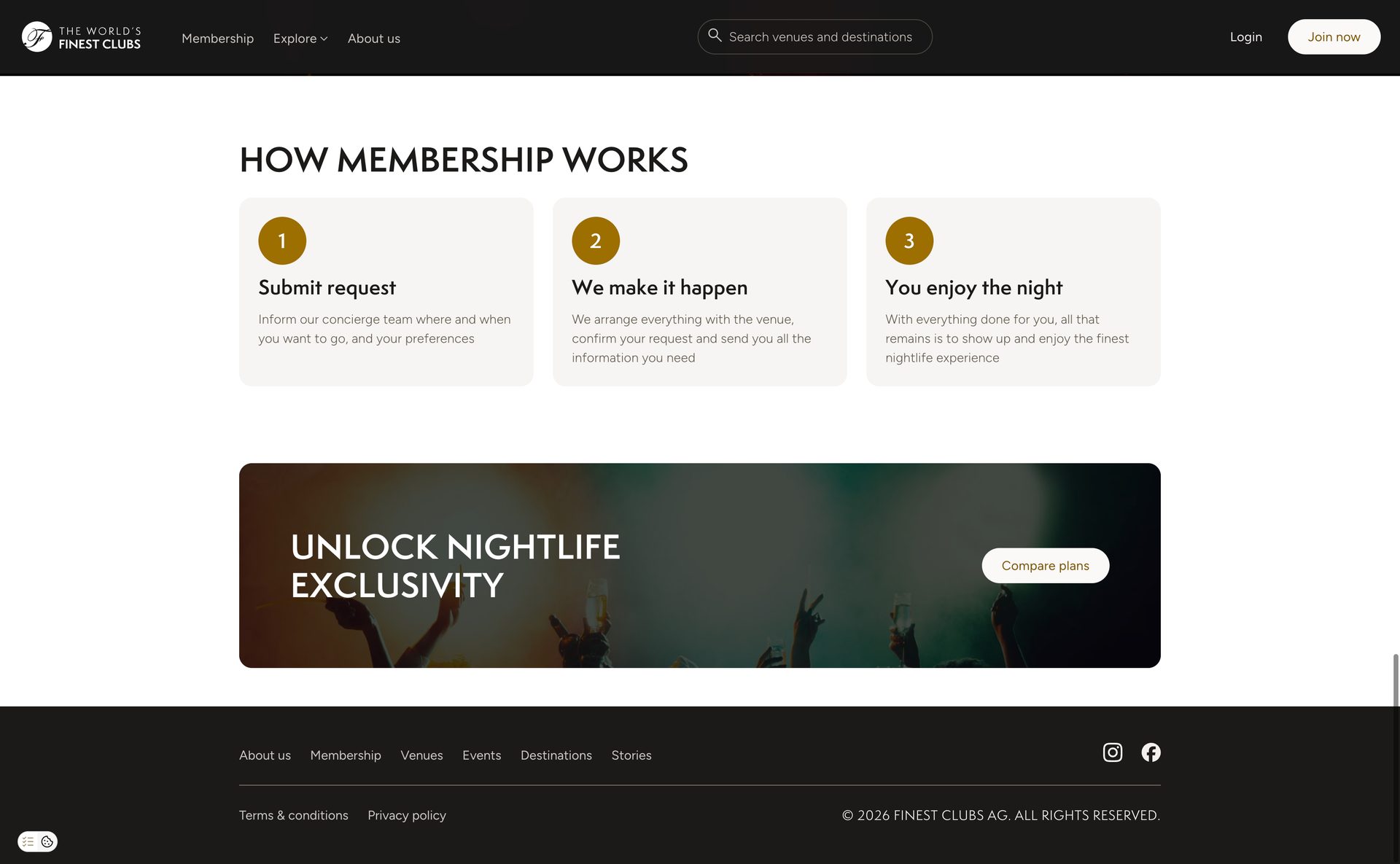 FinestClubs website, desktop view 8