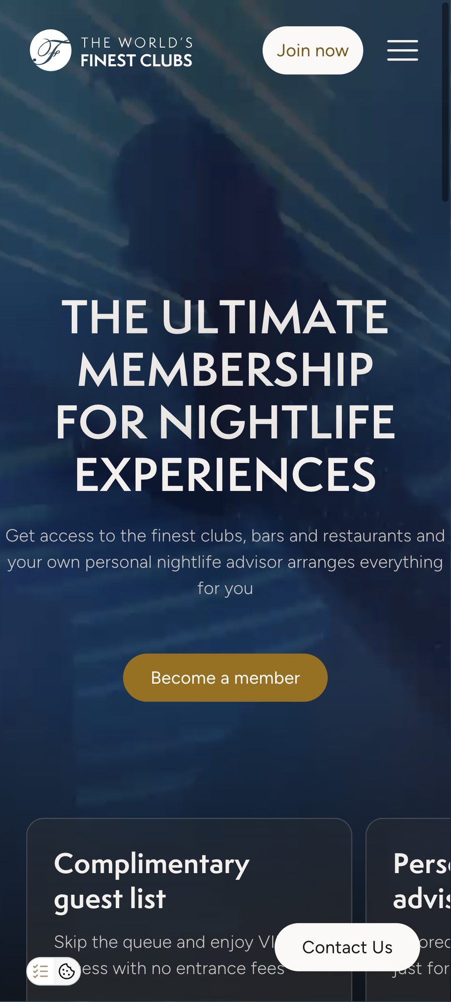 FinestClubs website, mobile view 10