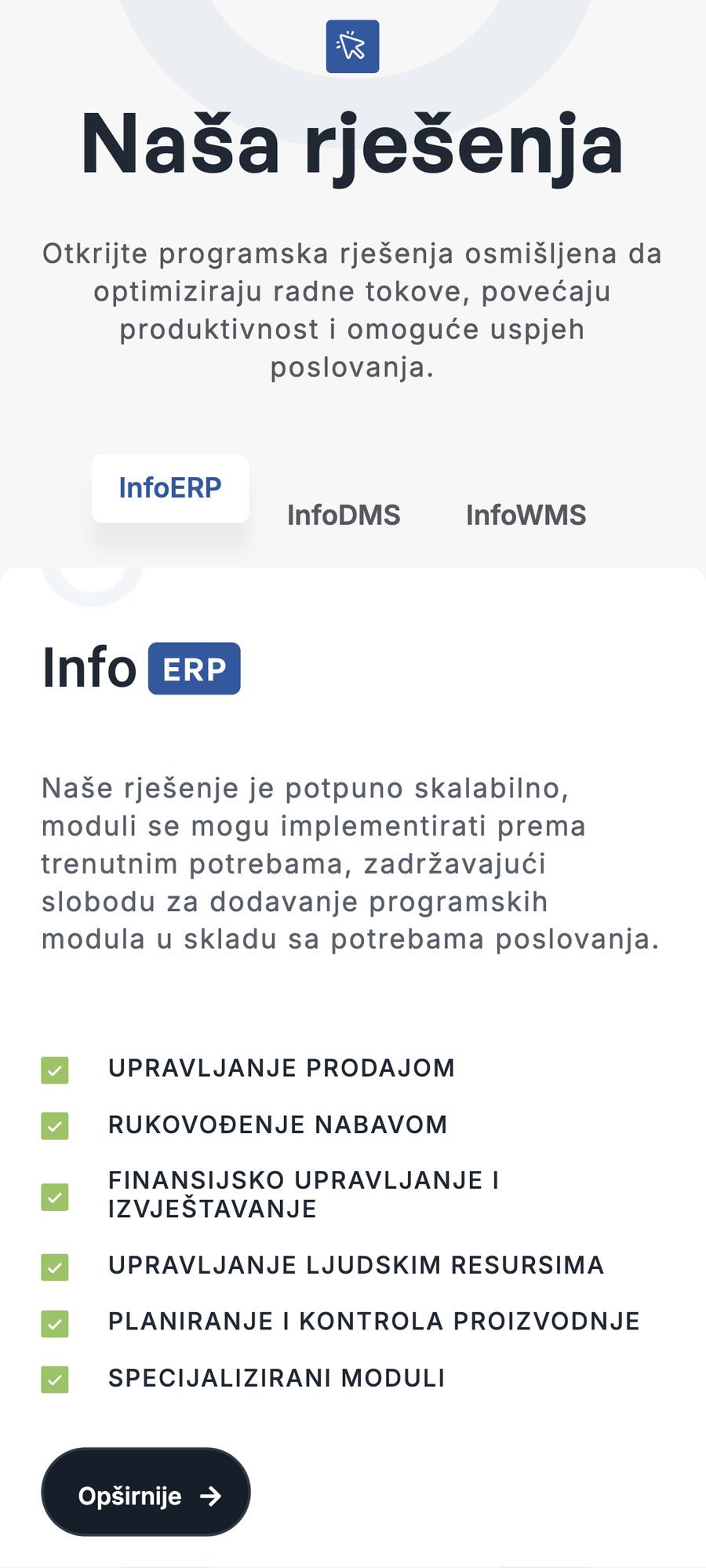 Web stranica Infoneta, mobilni prikaz 3