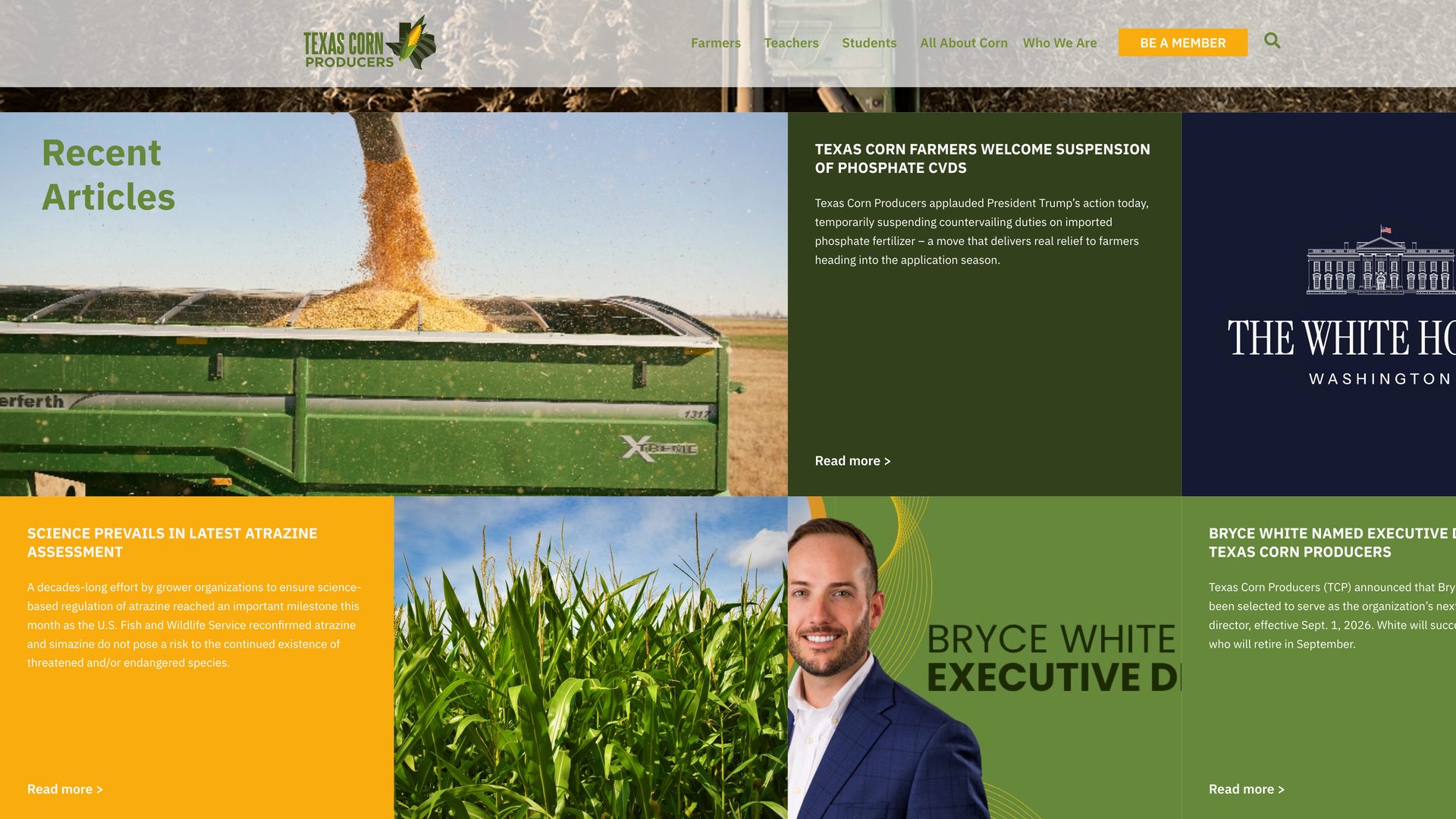 Texas Corn Producers website, desktop view 2