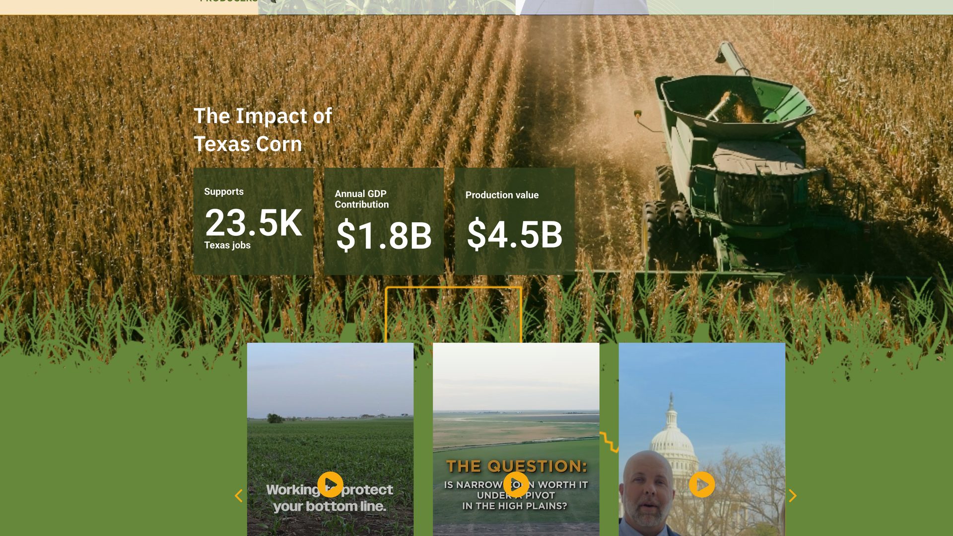 Texas Corn Producers website, desktop view 5