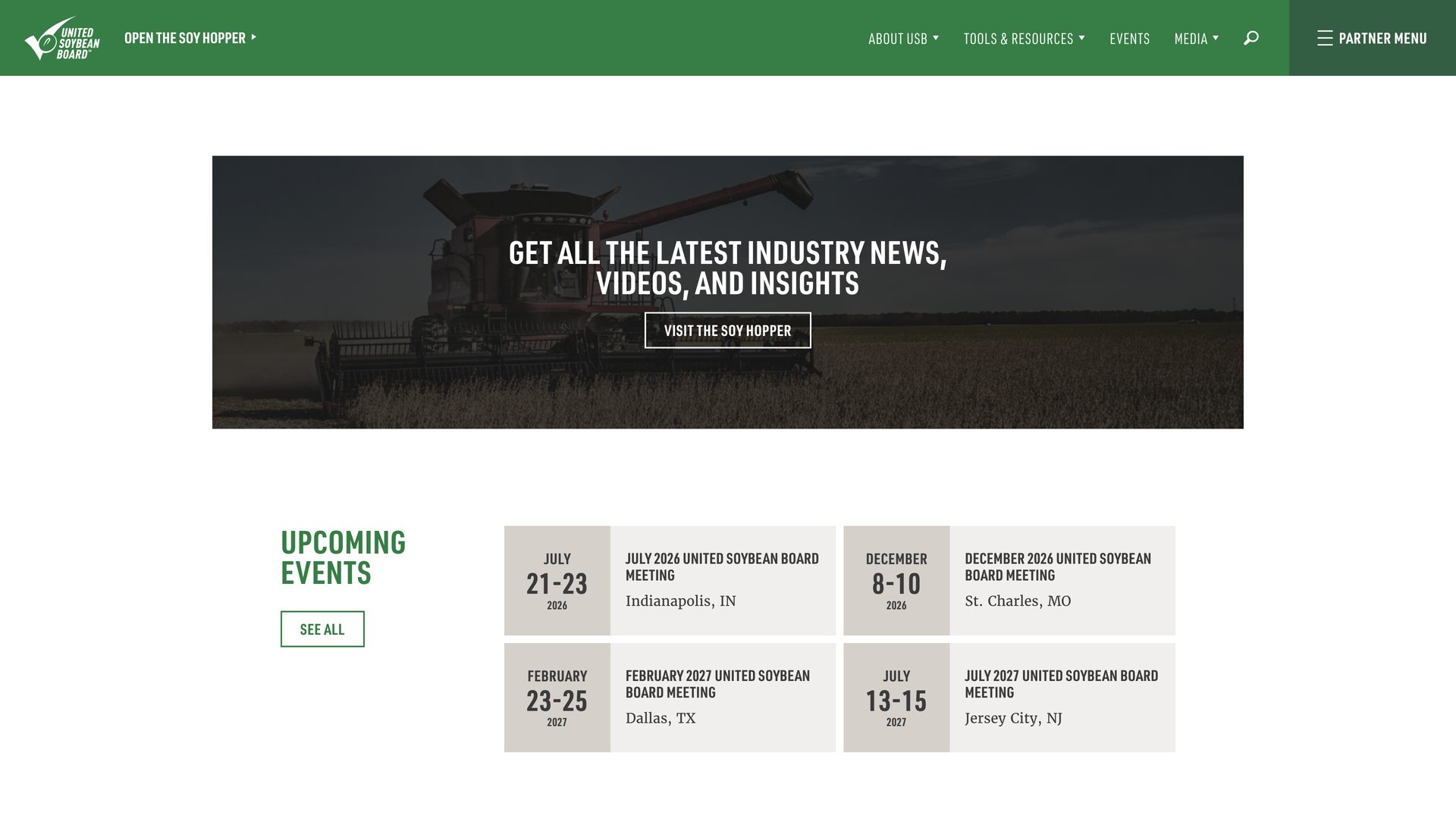 United Soybean website, desktop view 2