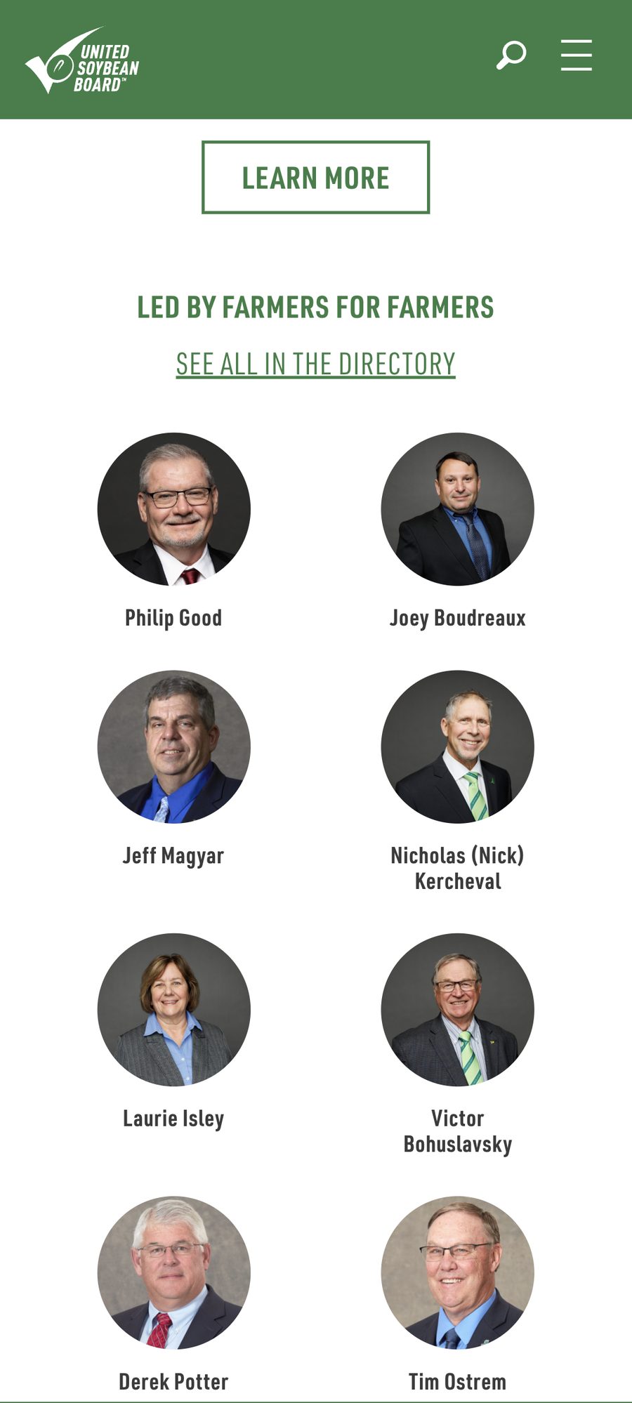 United Soybean website, mobile view 4