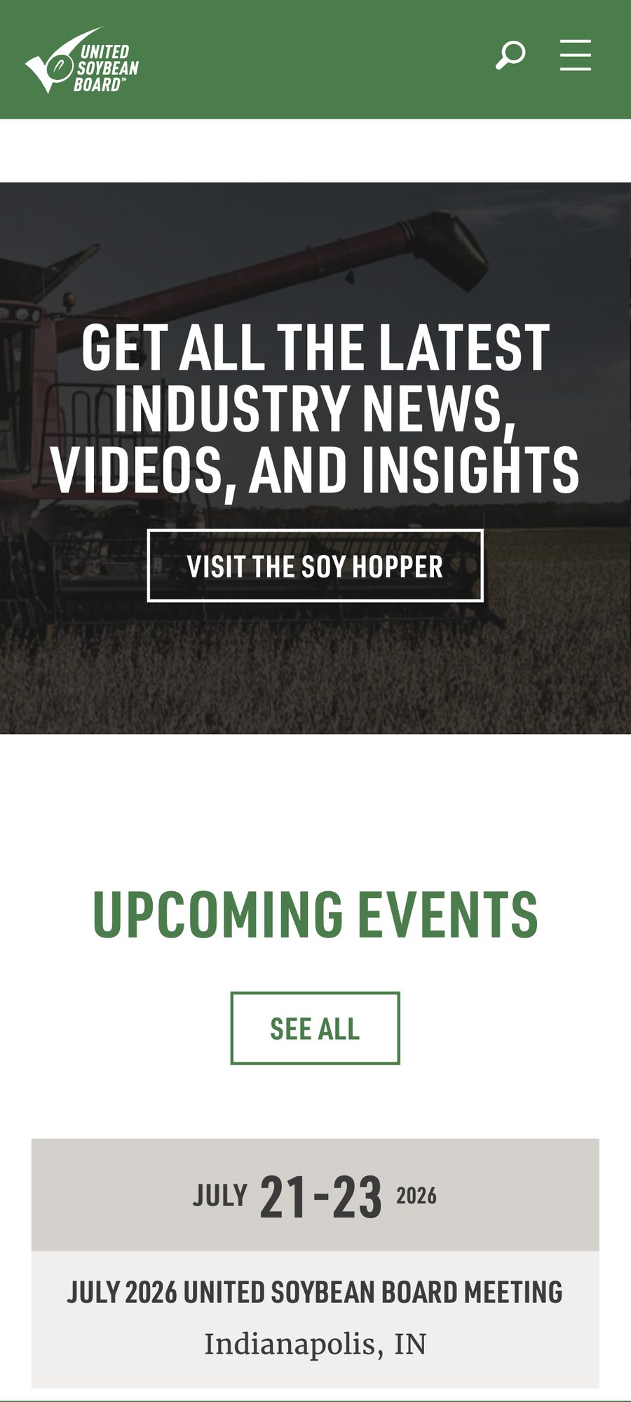 United Soybean website, mobile view 6