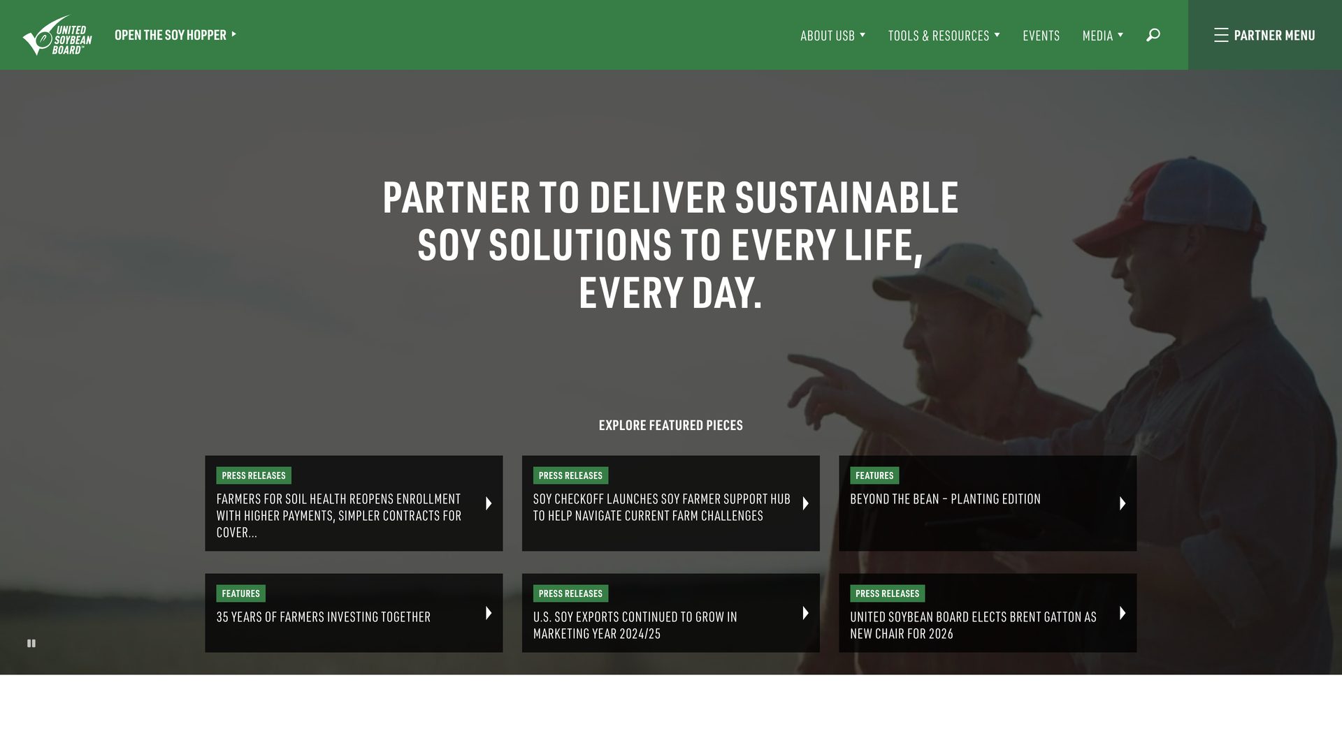 United Soybean website, desktop view 8