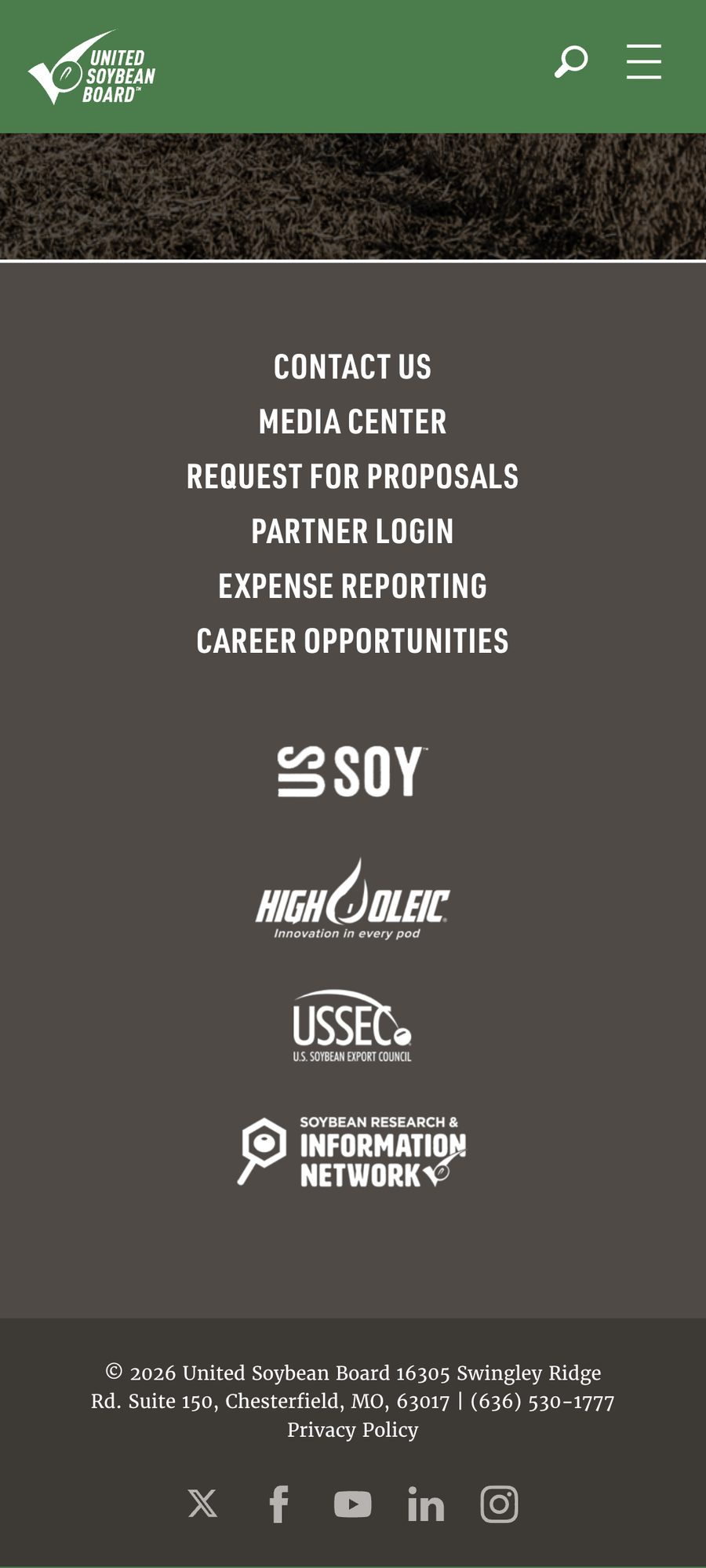 United Soybean website, mobile view 9