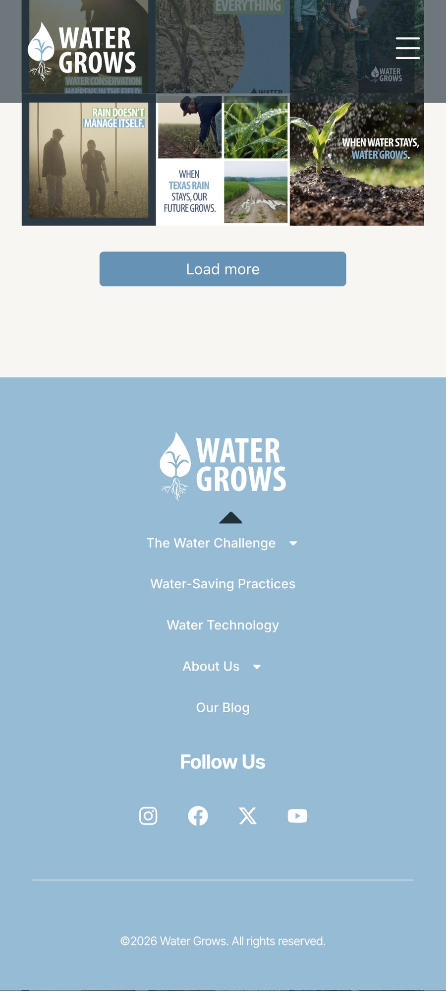 Water Grows website, mobile view 9