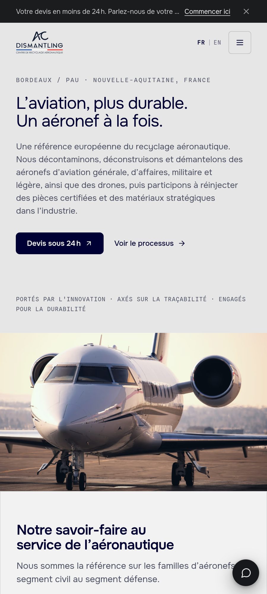 AC Dismantling homepage on mobile