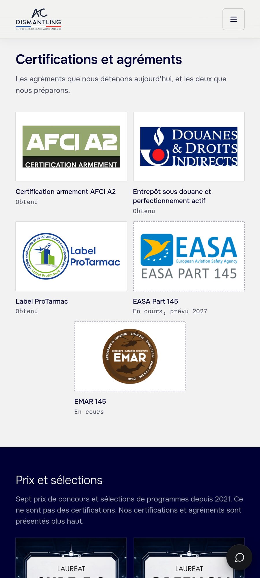 Certifications on mobile