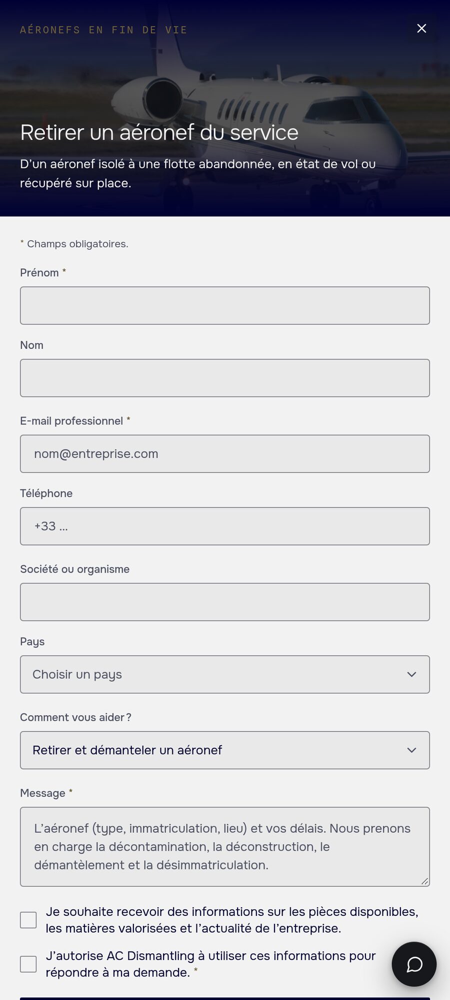 Quote request drawer on mobile