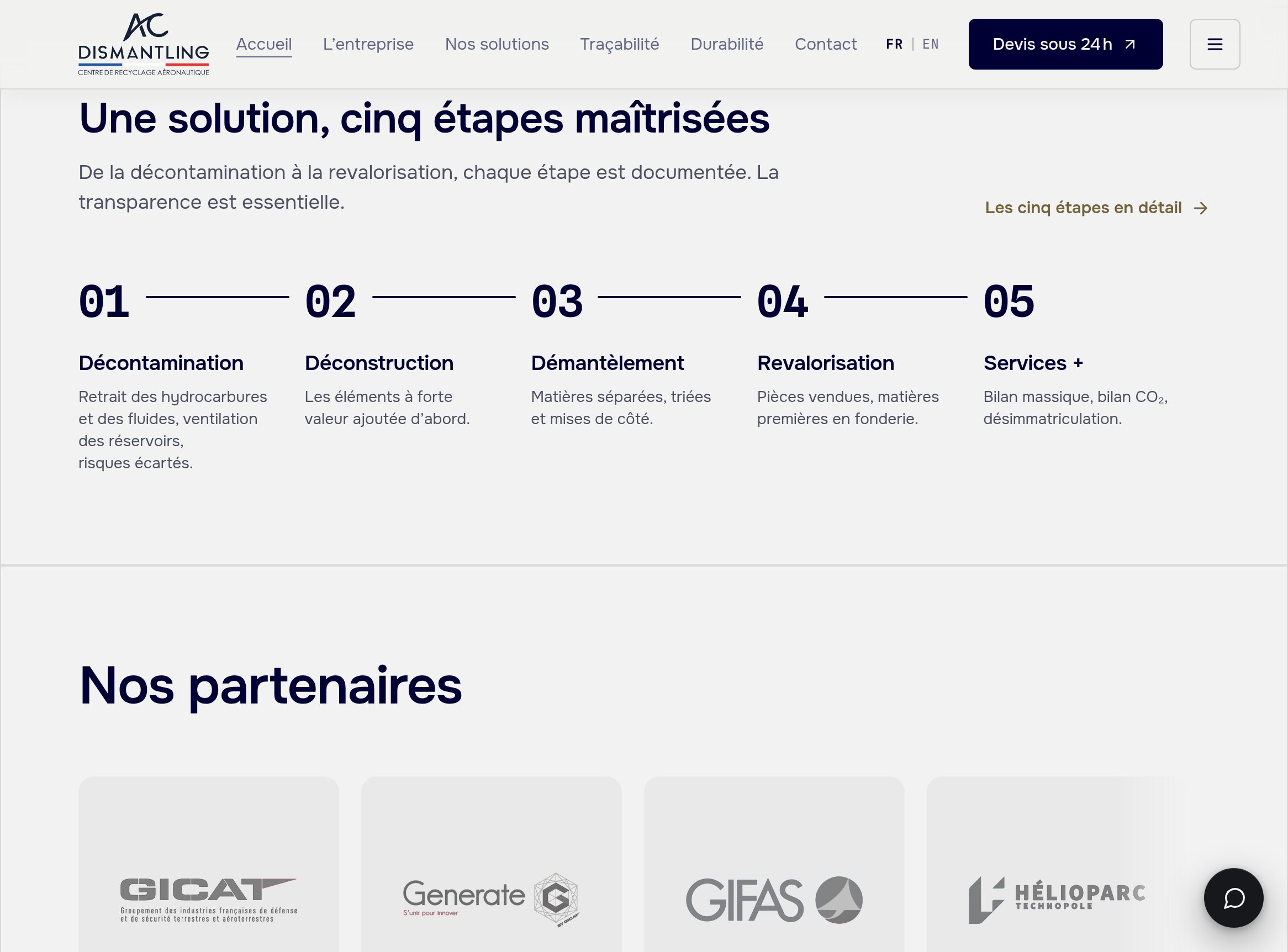 The five-step solution on the homepage