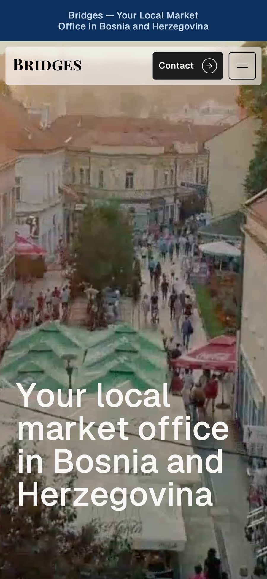 Bridges homepage hero on mobile