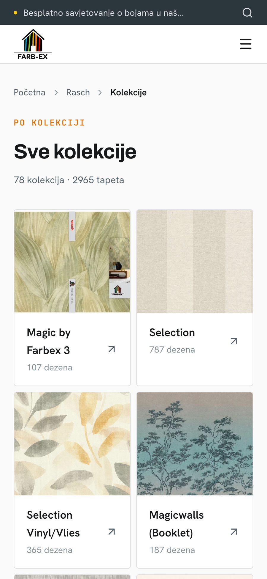 Rasch wallpaper collections index on mobile