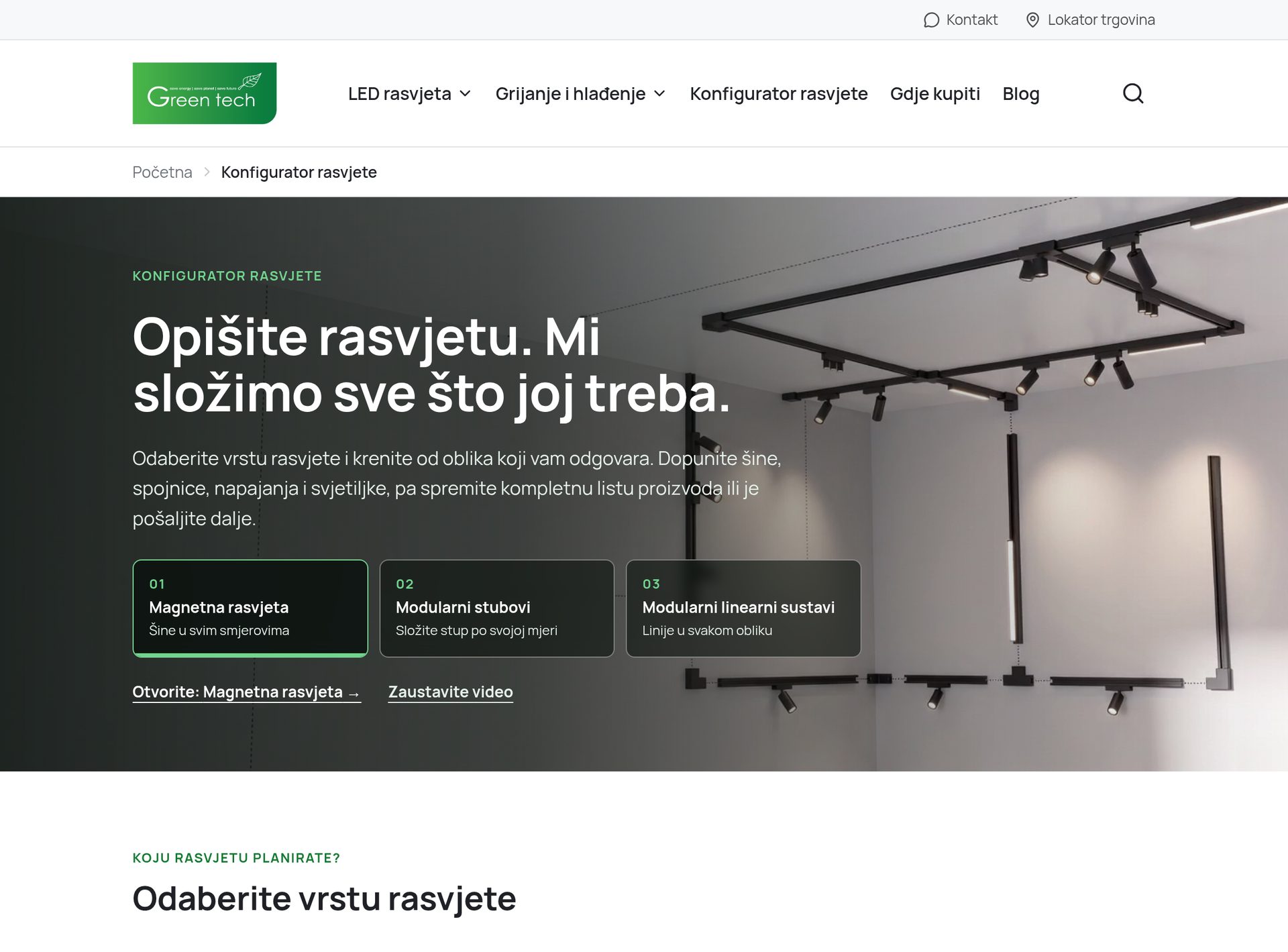 Lighting configurator for magnetic track, modular poles and linear systems