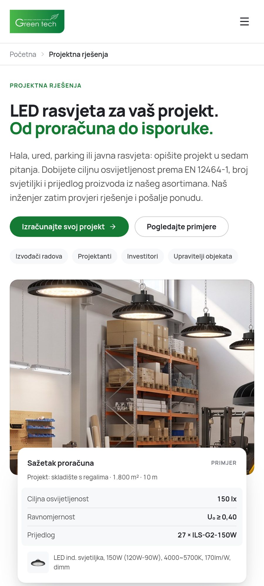 Project solutions and the budget summary on mobile