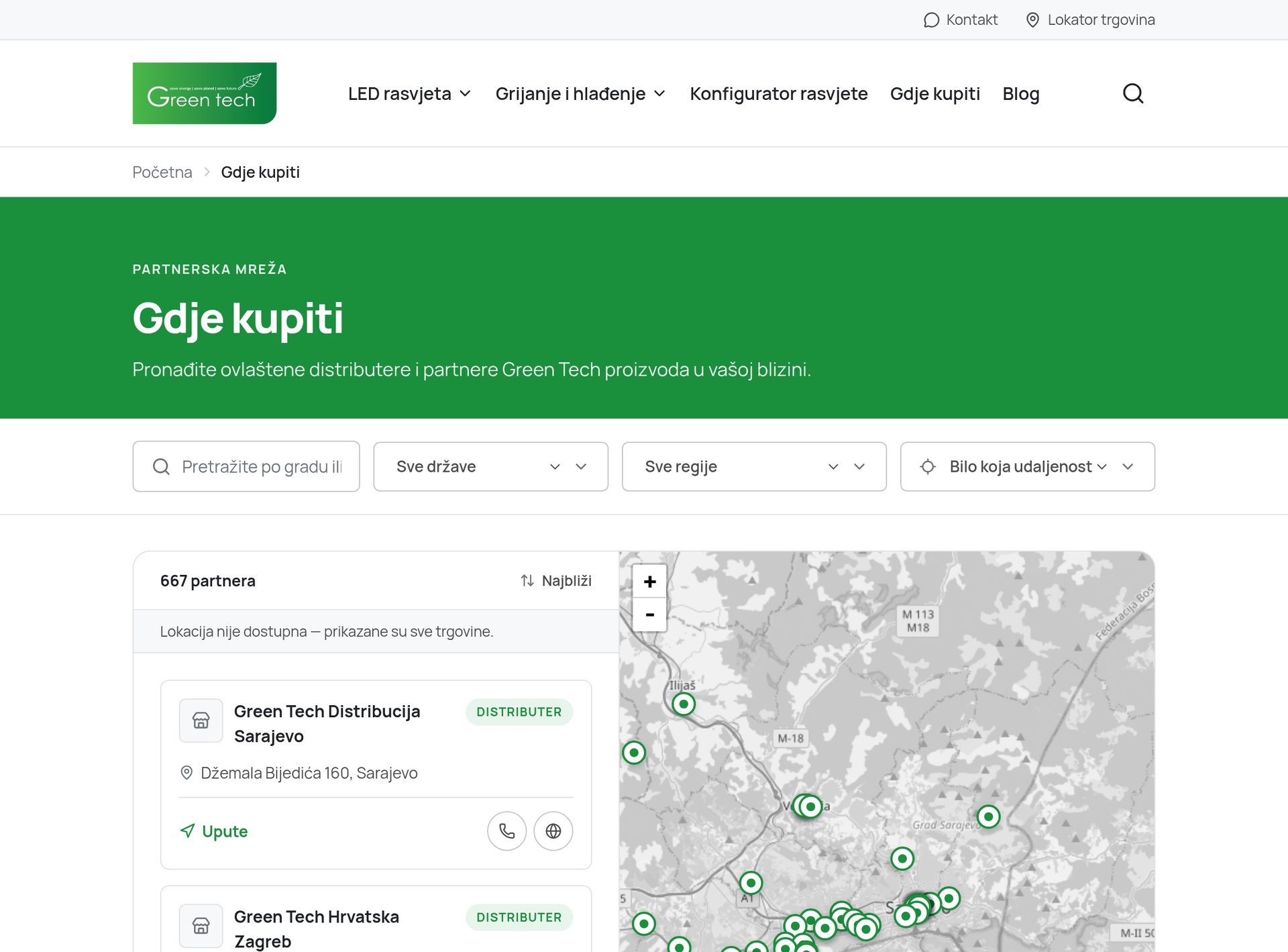 Store locator with 667 partners on a map