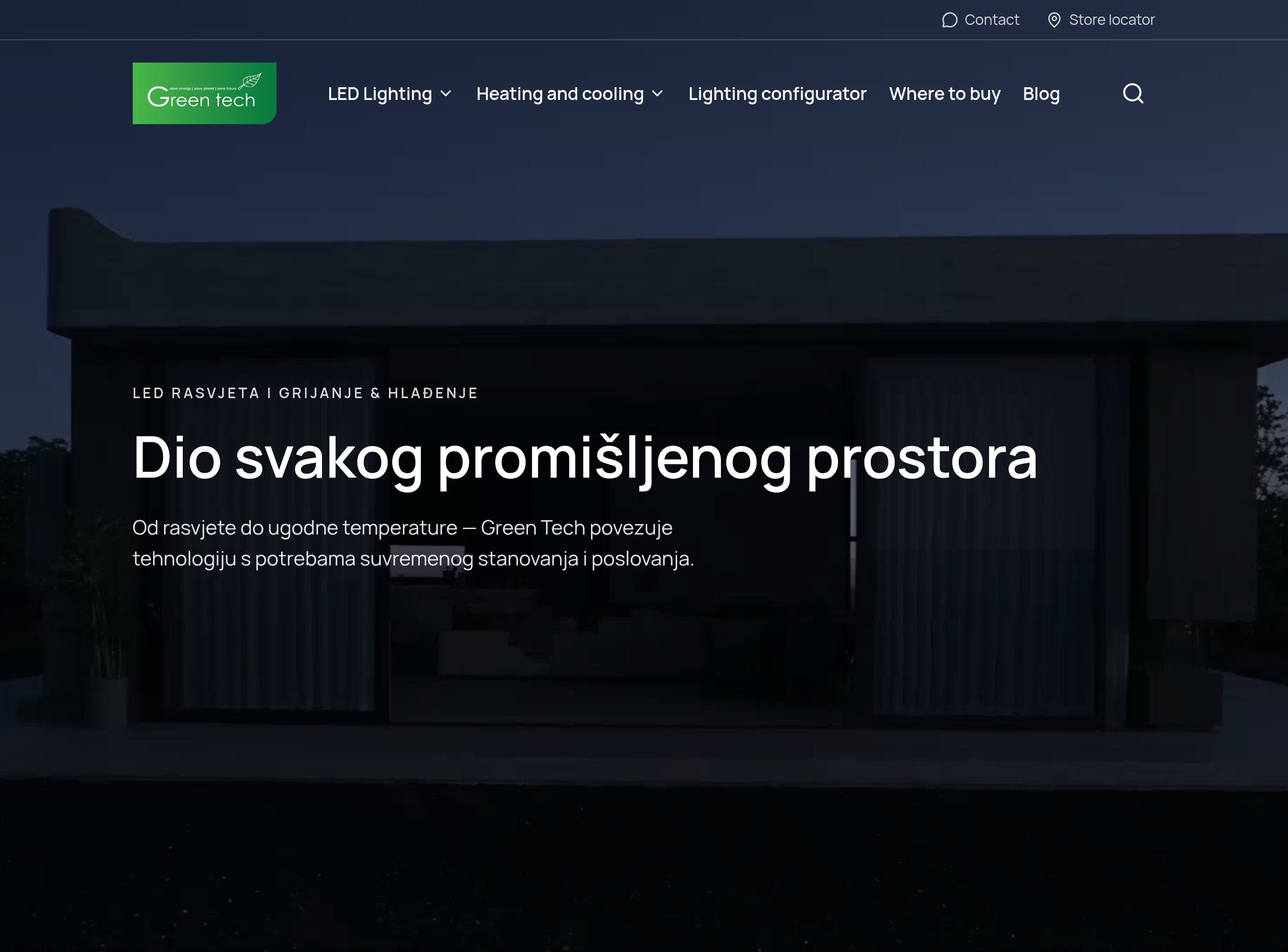 Green Tech homepage in English