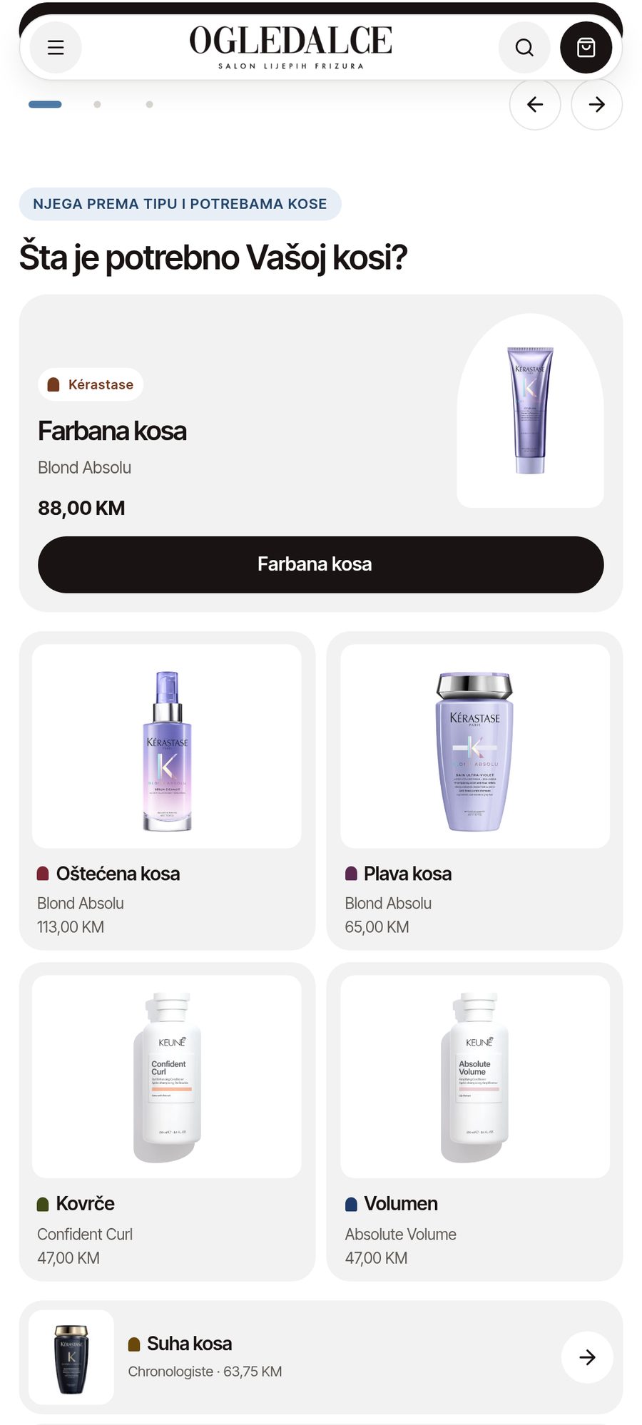 Ogledalce homepage on mobile