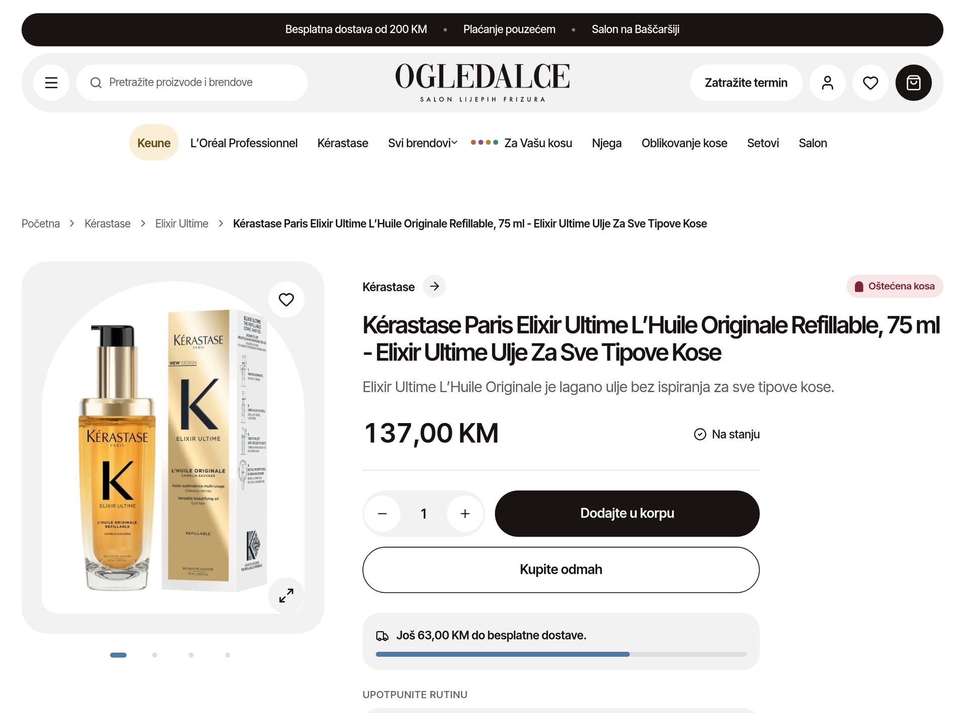 Salon page with Elma Hadžifejzović's quote and appointment request